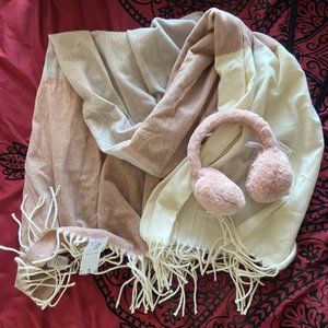 NWT! Winter Scarf/Wrap & Earmuffs Gift Bundle | Blush/Rose Pink